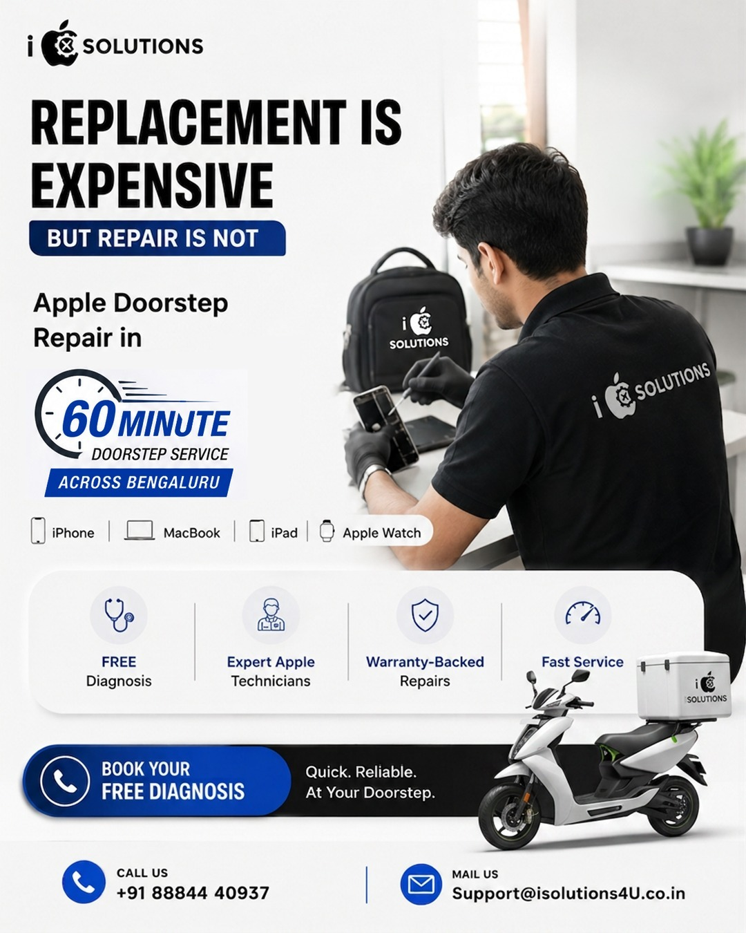 iSolutions doorstep Apple repair and free diagnosis service